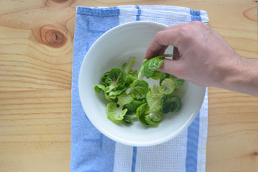 Dress the Brussels sprouts: