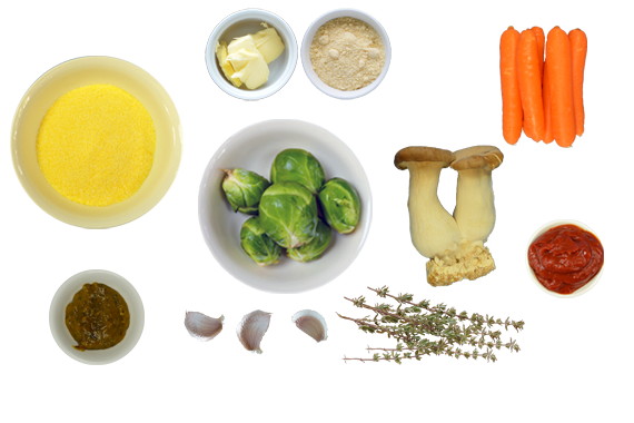 Braised-Carrots-Mushrooms-Brussels-Sprouts Ingredients